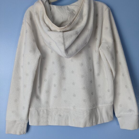GAP Logo Pullover Silver Stars Fleece Hoodie Hooded Sweatshirt Girls Size L (10) - Picture 7 of 7